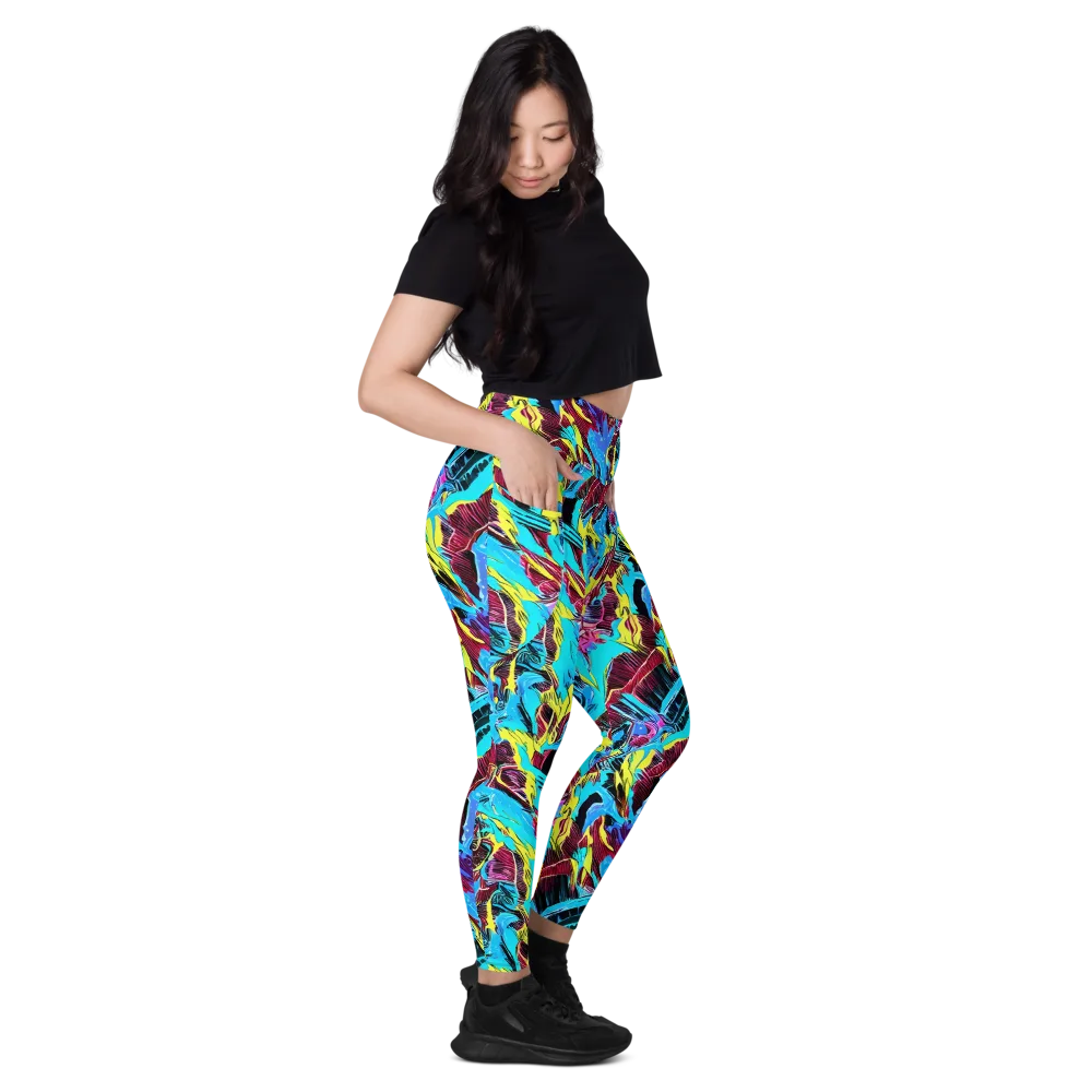 Chromatic Flora on Leggings with Pockets — Right