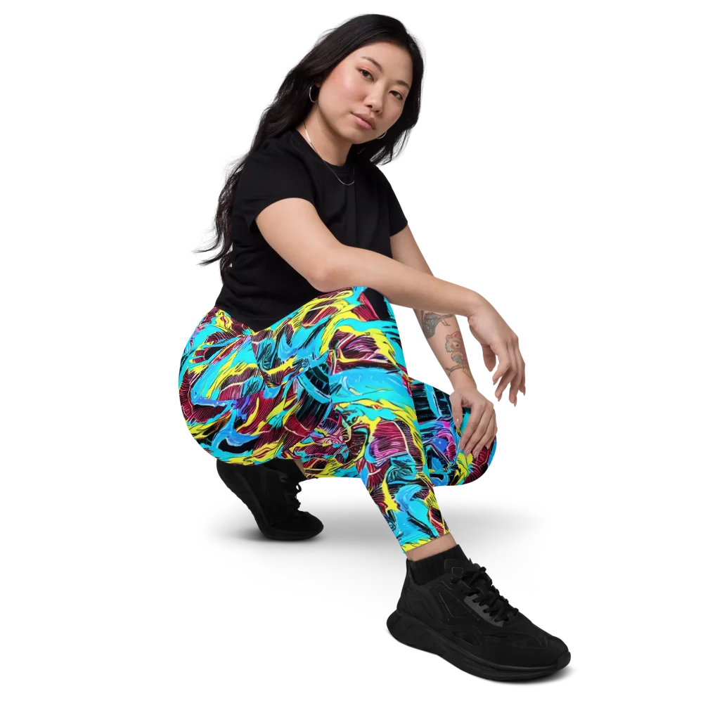 Chromatic Flora on Leggings with Pockets — Right Front