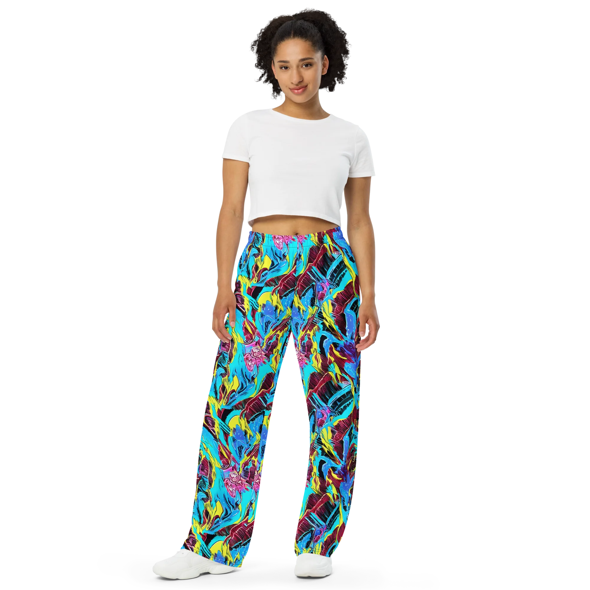 Chromatic Flora on Wide-Leg Pants — Front