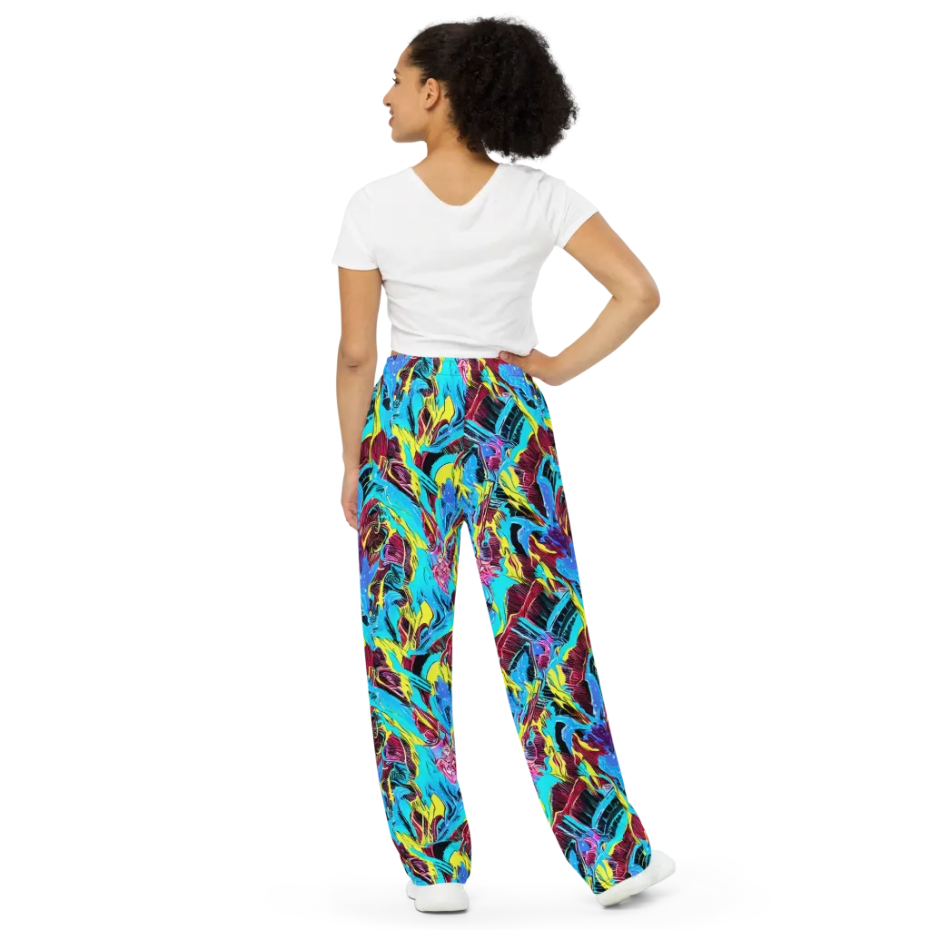 Chromatic Flora on Wide-Leg Pants — Back