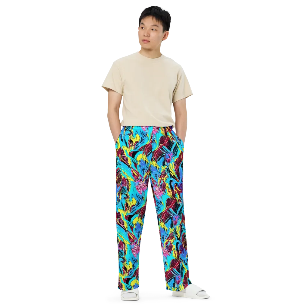 Chromatic Flora on Wide-Leg Pants — Front