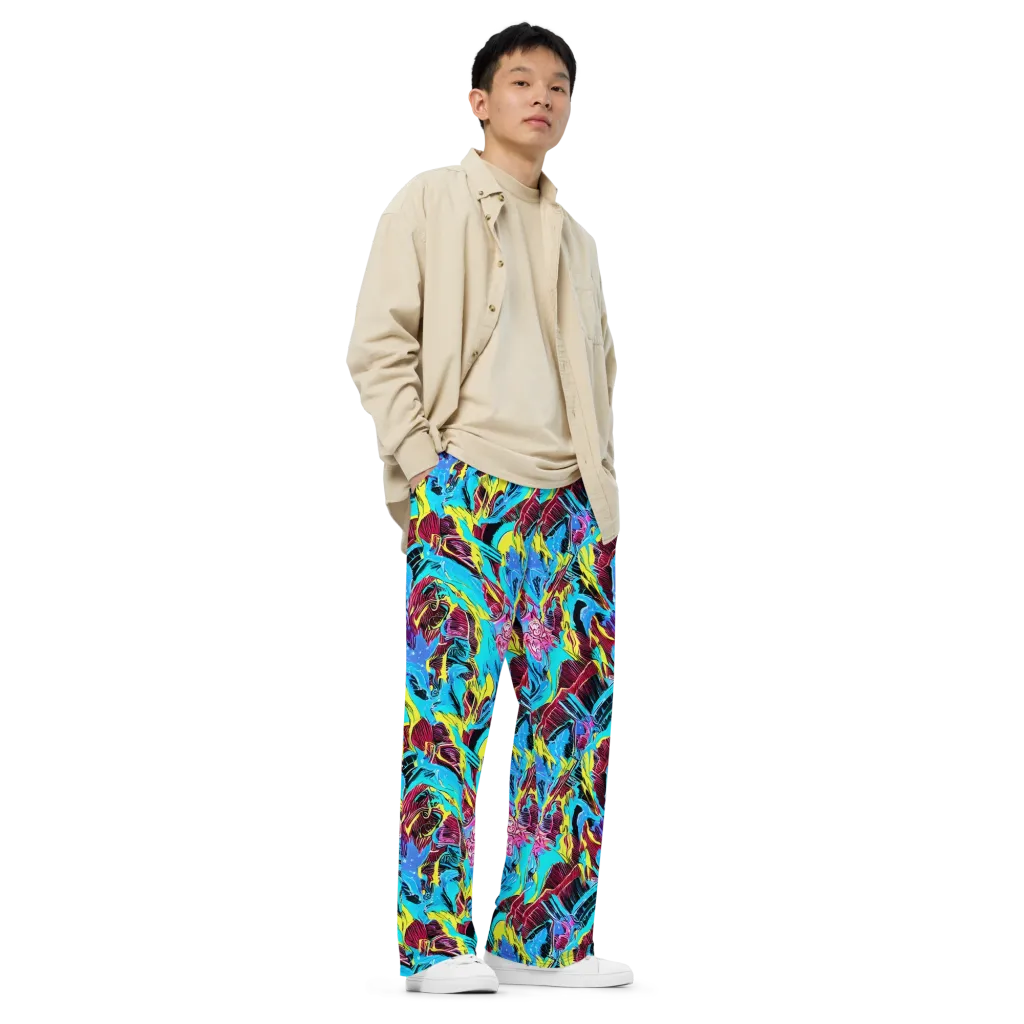 Chromatic Flora on Wide-Leg Pants — Right Front