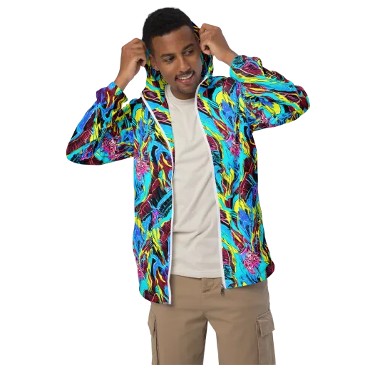 Chromatic Flora on a Men's Windbreaker