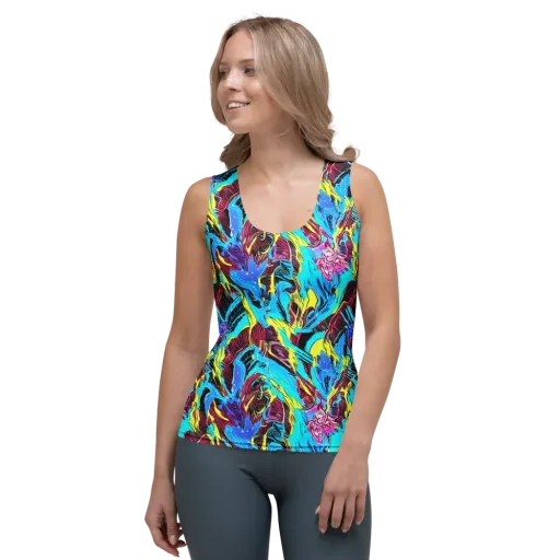 Chromatic Flora on a Women's Tank Top