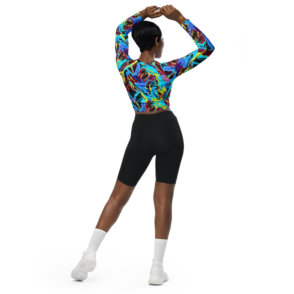 Chromatic Flora on Long Sleeve Crop Top — Back