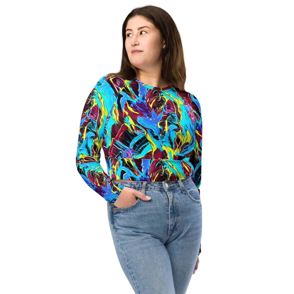 Chromatic Flora on Long Sleeve Crop Top — Front
