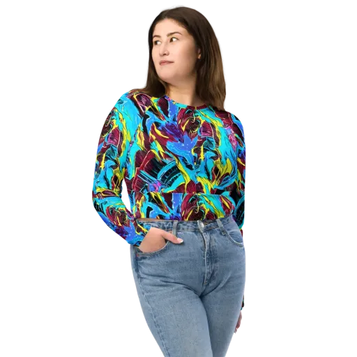 Chromatic Flora on a Long Sleeve Crop Top