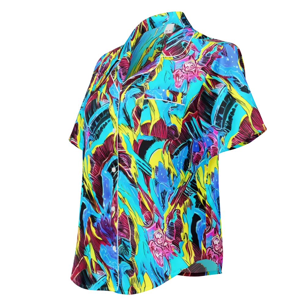 Chromatic Flora on Women's Short Sleeve Pajama Top — Left Front
