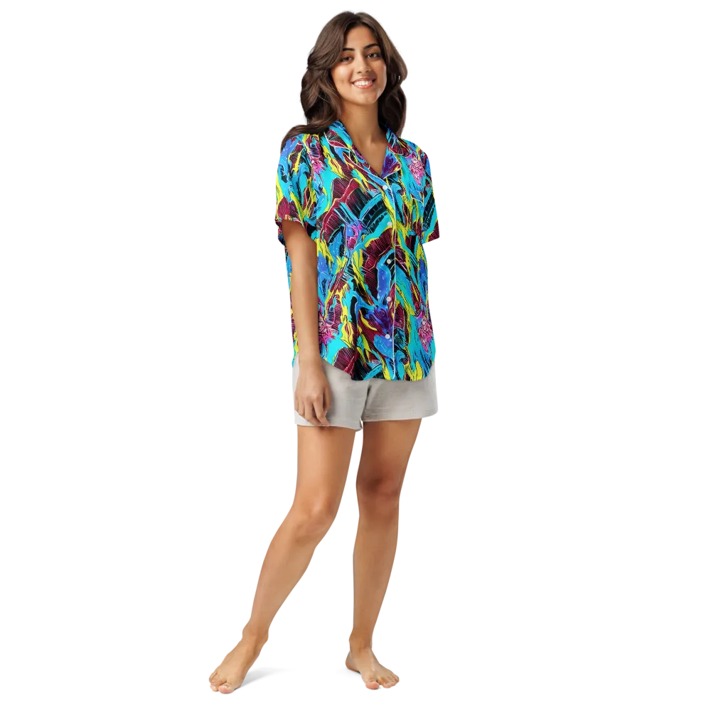 Chromatic Flora on Women's Short Sleeve Pajama Top — Front