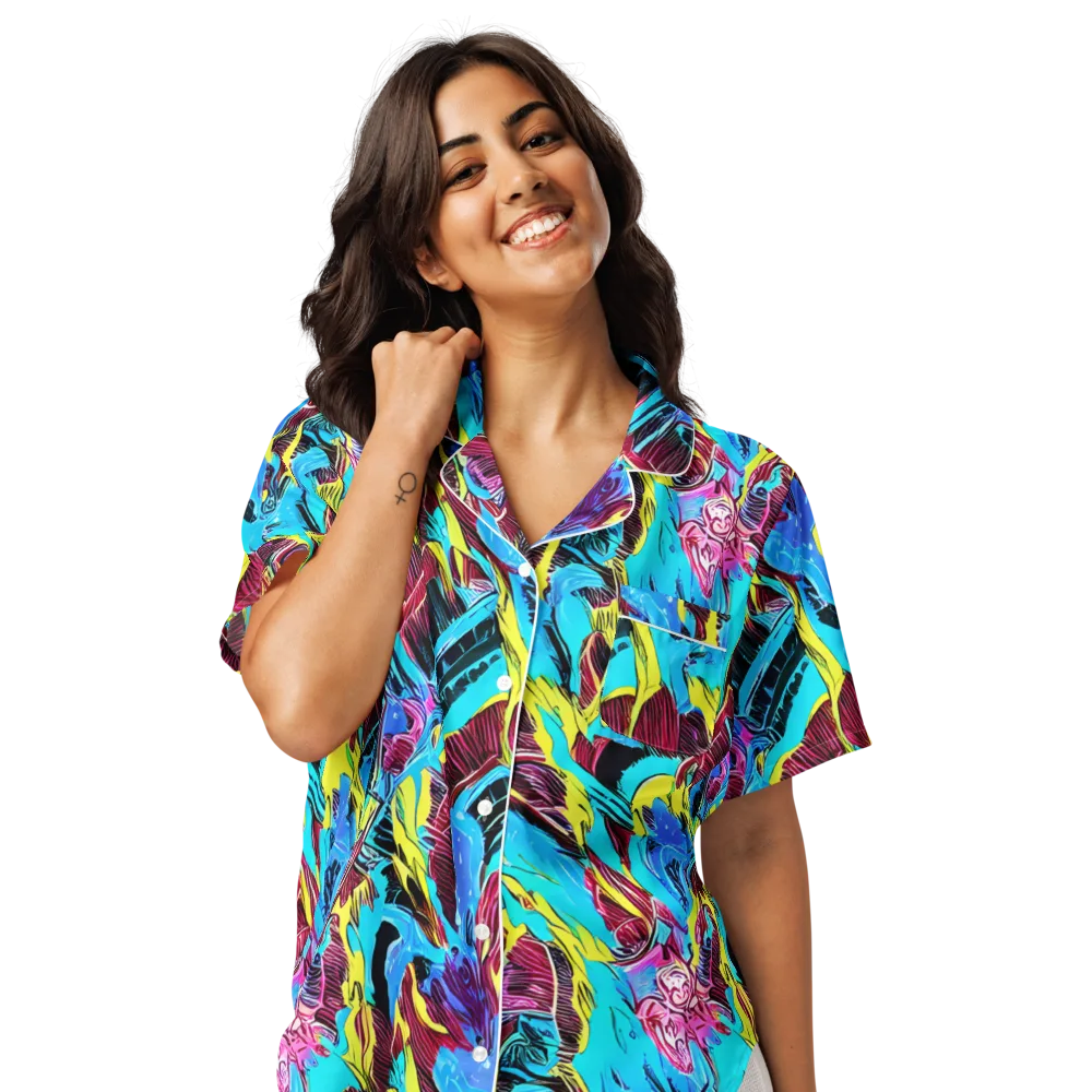 Chromatic Flora on Women's Short Sleeve Pajama Top — Front