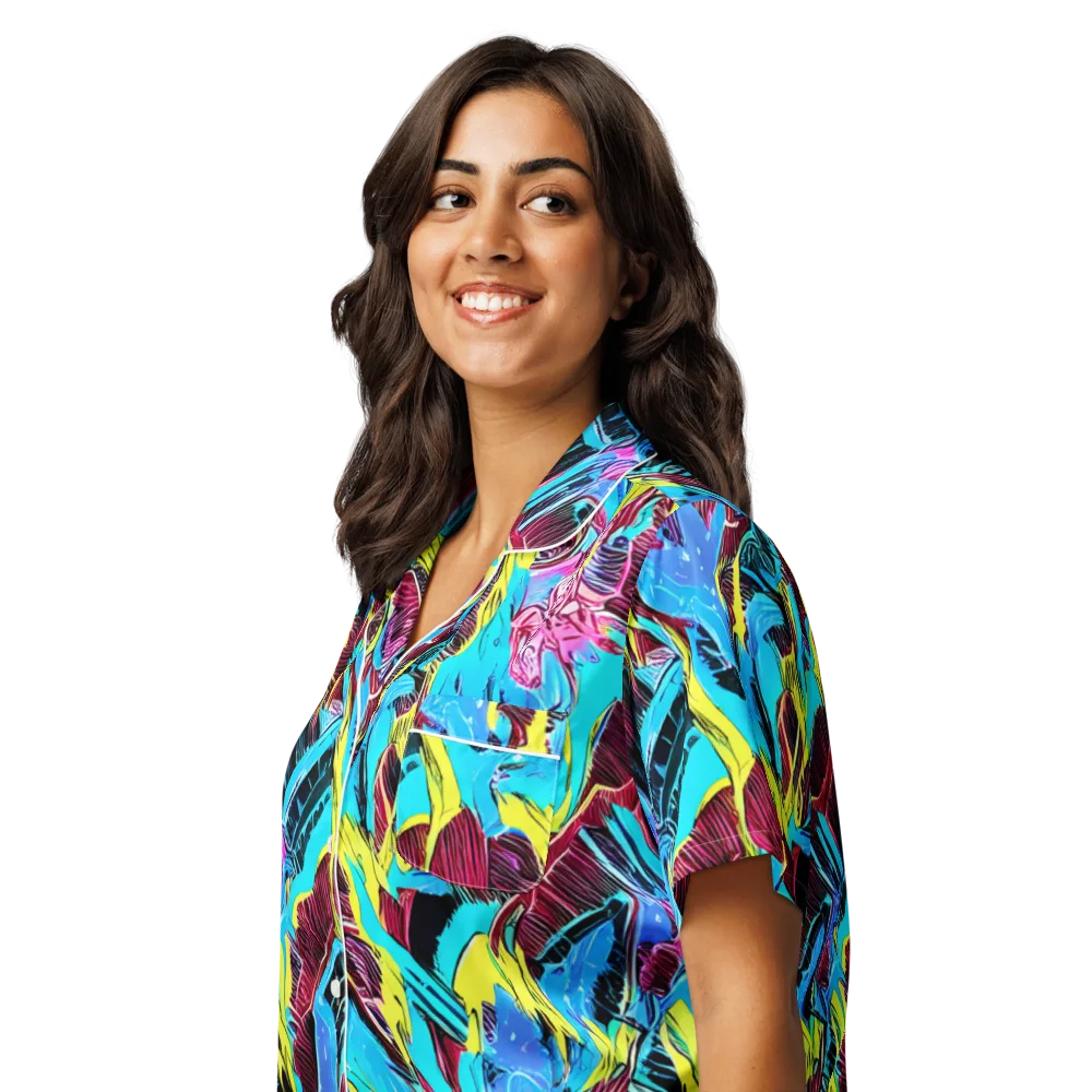 Chromatic Flora on Women's Short Sleeve Pajama Top — Left Front
