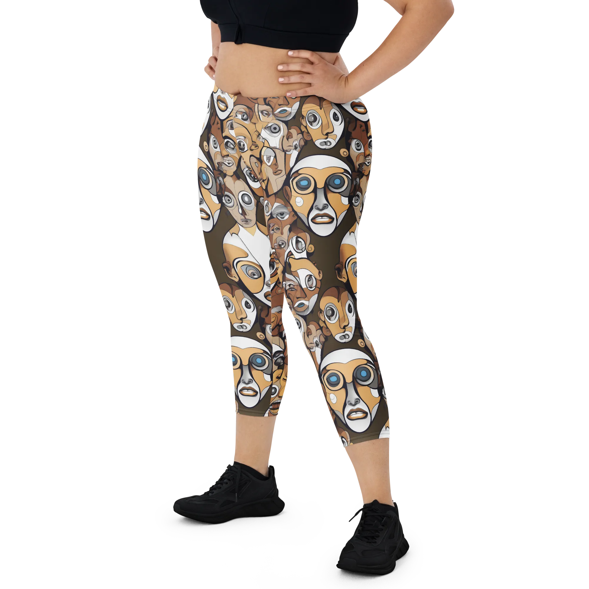 Many-eyed Masquerade on Capri Leggings — Front