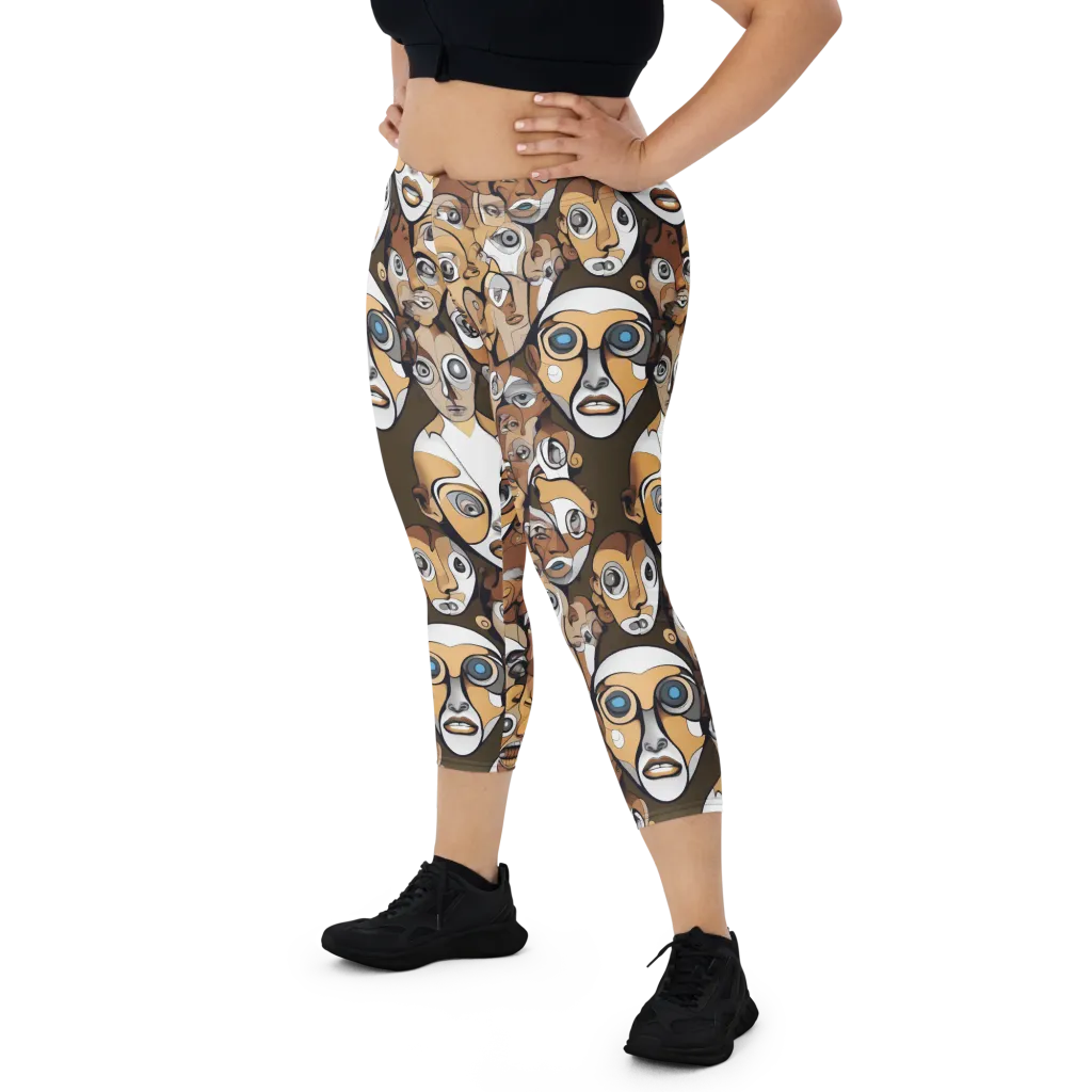 Many-eyed Masquerade on Capri Leggings — Front