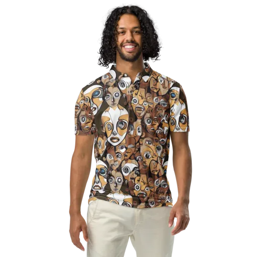 Many-eyed Masquerade on a Men's Slim Fit Polo Shirt