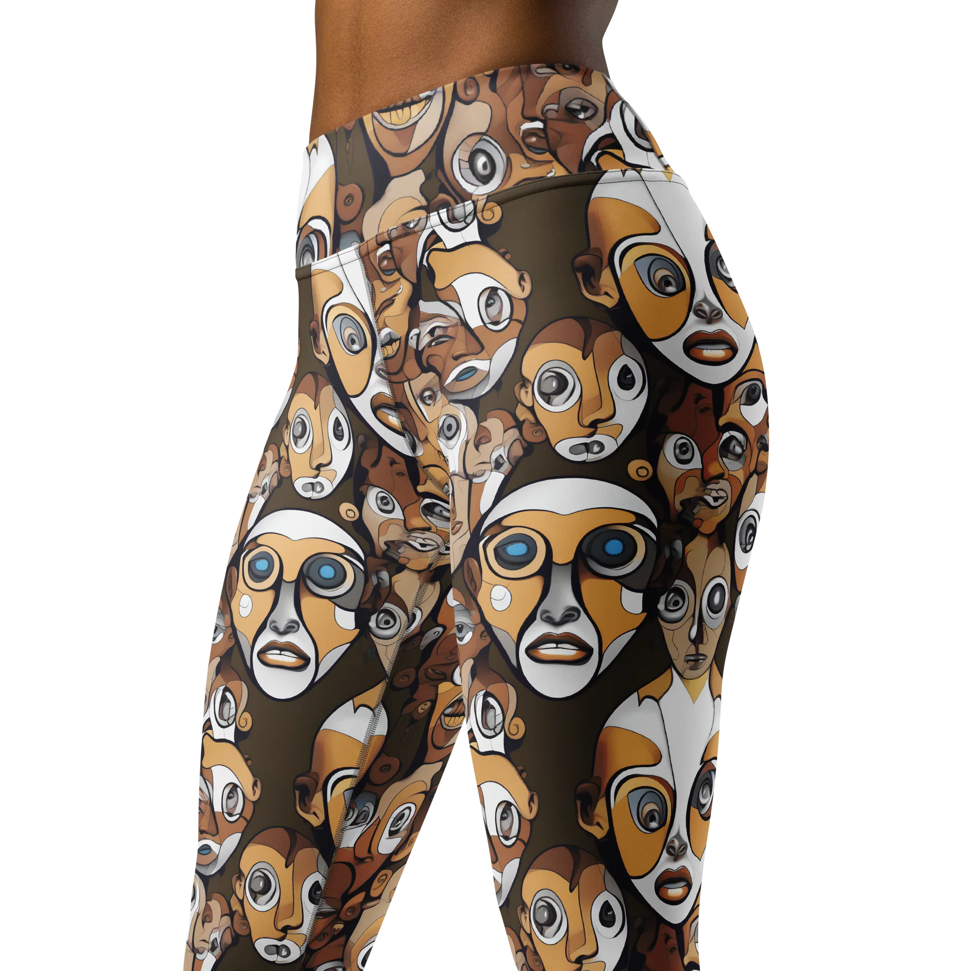 Many-eyed Masquerade on Yoga Leggings — Left Front