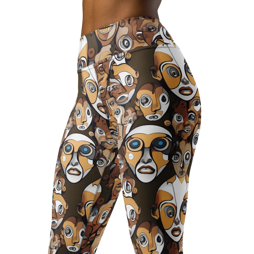 Many-eyed Masquerade on Yoga Leggings — Left Front