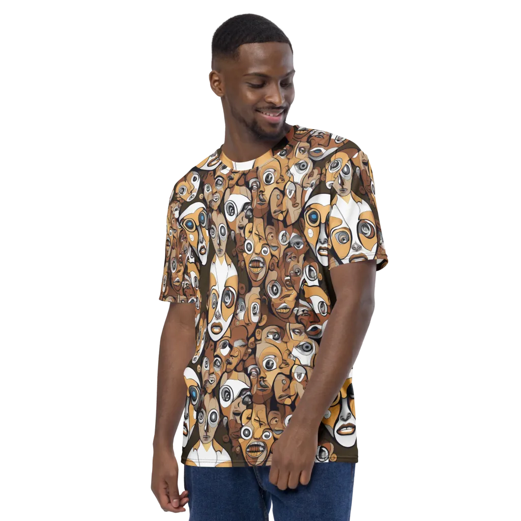 Many-eyed Masquerade on Men's Crew Neck T-Shirt — Left