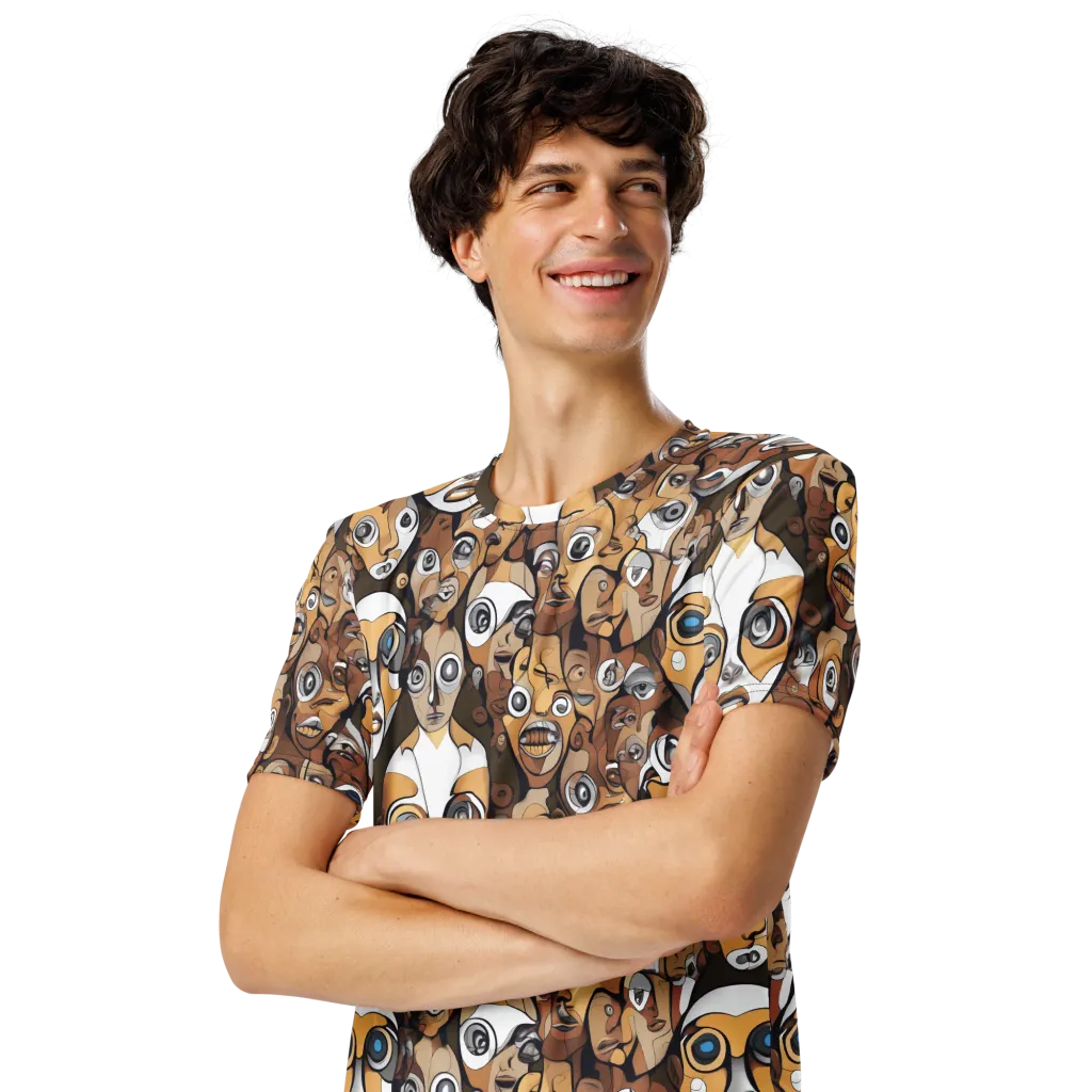 Many-eyed Masquerade on Men's Crew Neck T-Shirt — Left Front