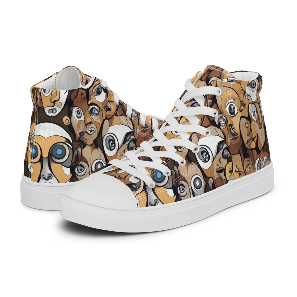 Many-eyed Masquerade on Men's High Top Canvas Shoes — Left