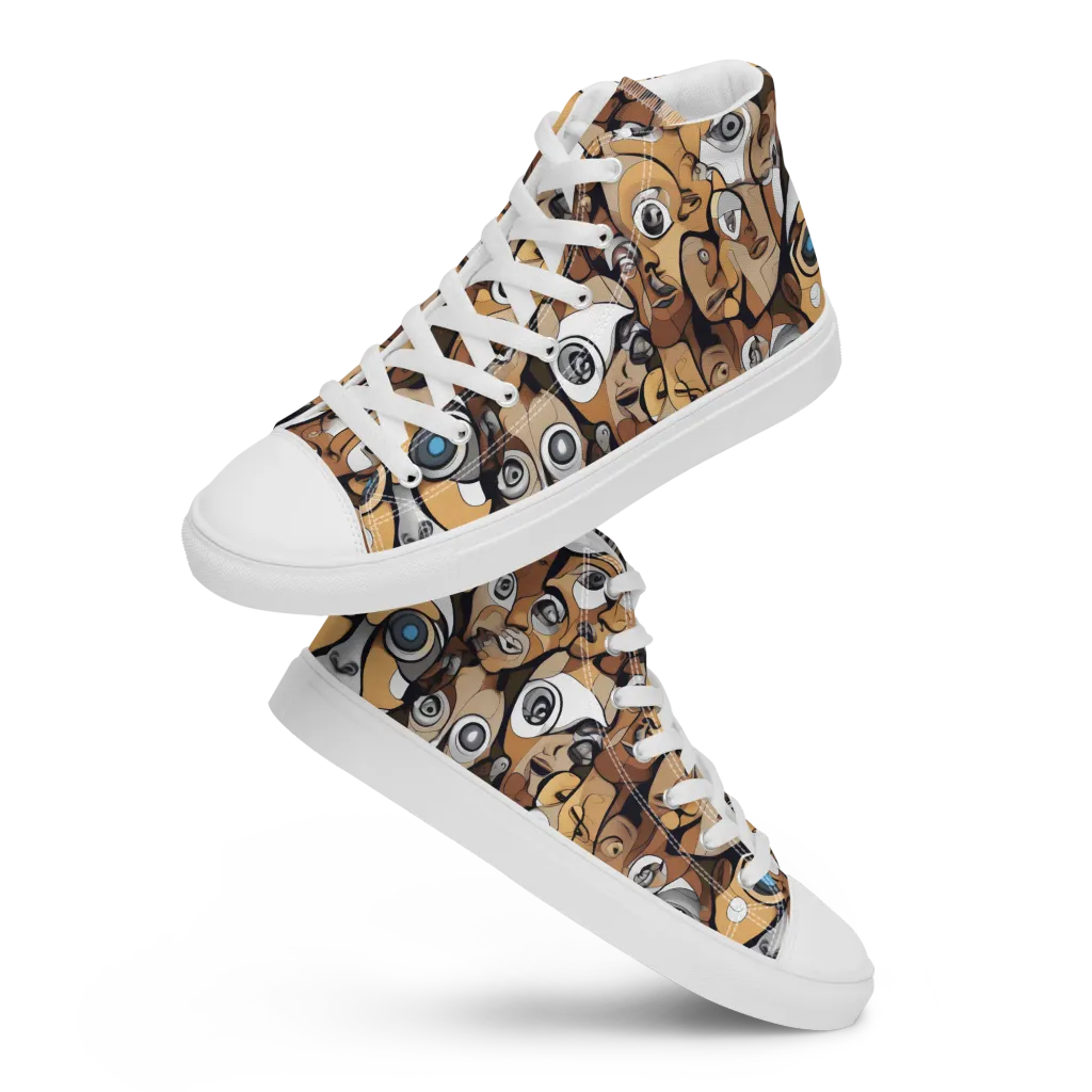 Many-eyed Masquerade on Men's High Top Canvas Shoes — Front
