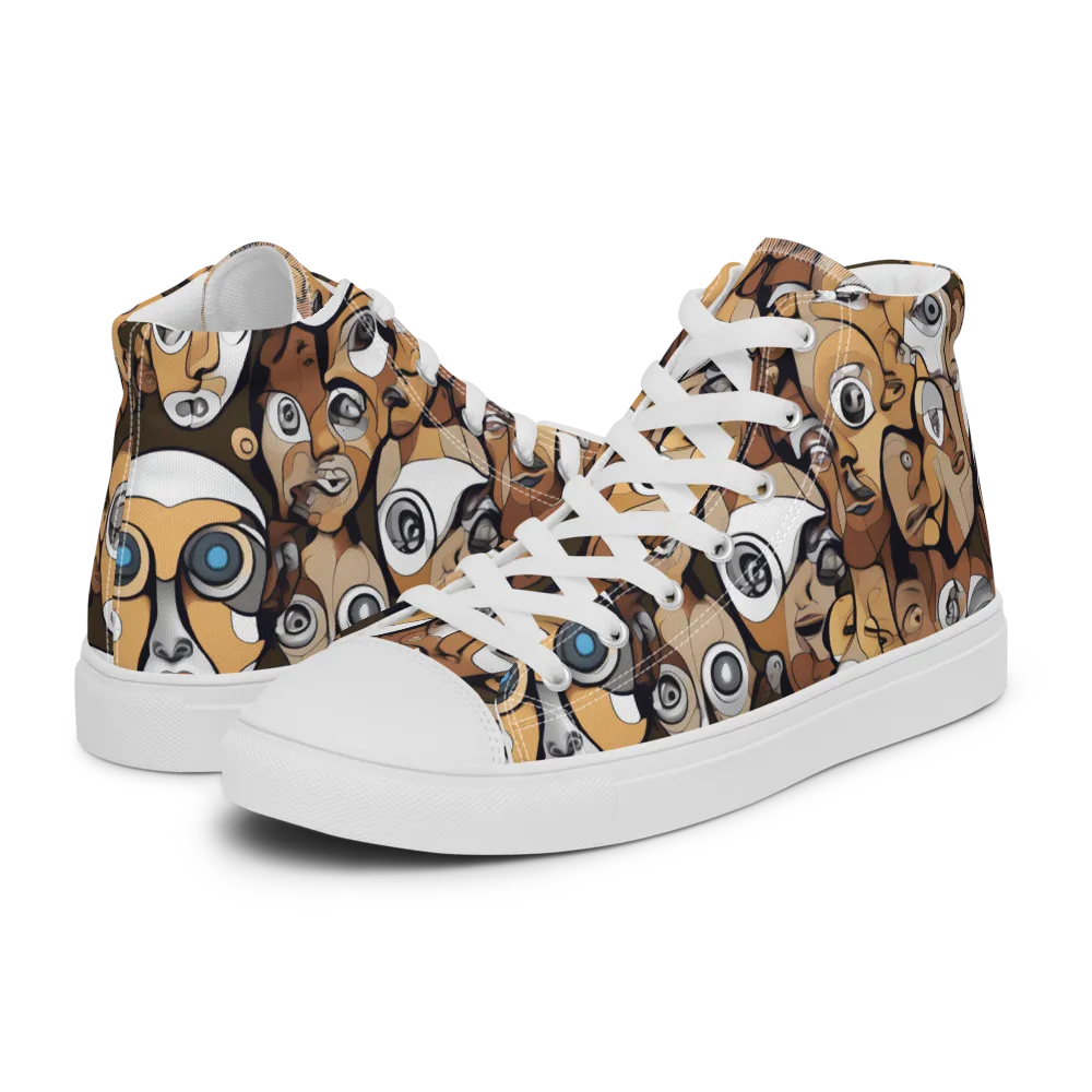 Many-eyed Masquerade on Women's High Top Canvas Shoes — Left