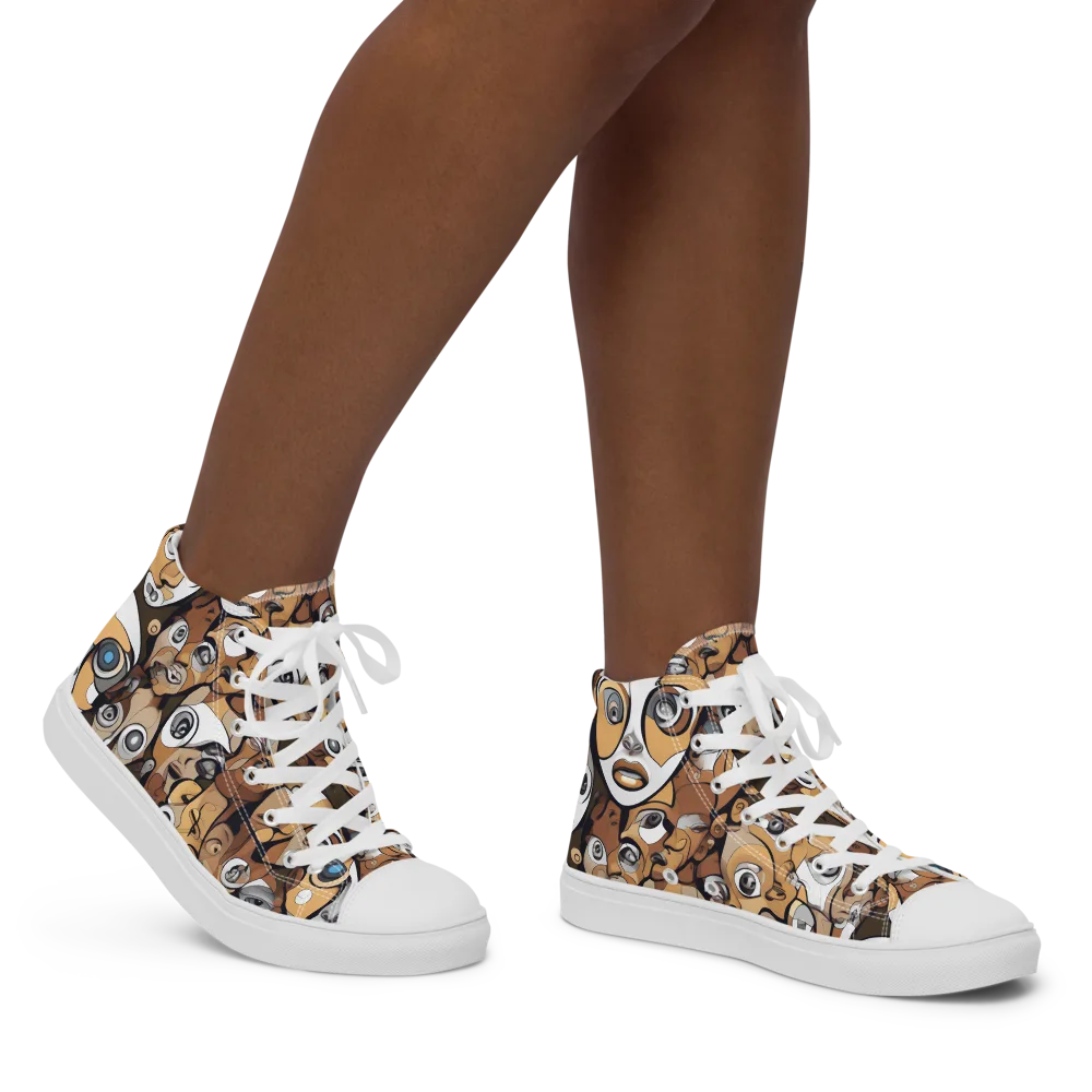 Many-eyed Masquerade on Women's High Top Canvas Shoes — Right