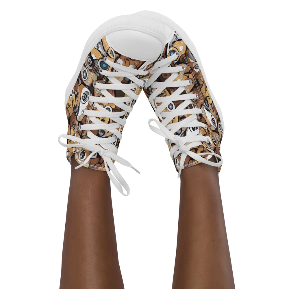 Many-eyed Masquerade on Women's High Top Canvas Shoes — Front