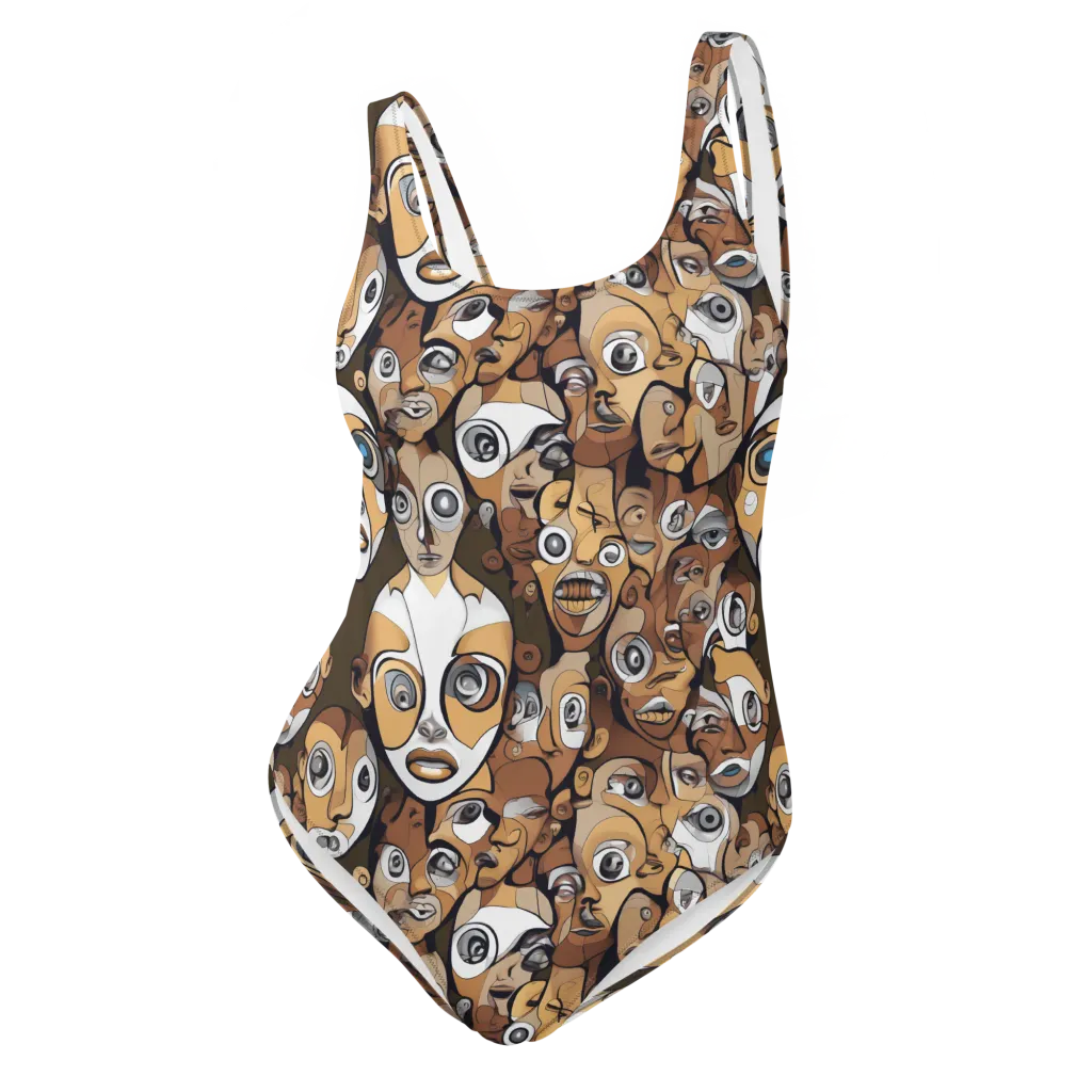 Many-eyed Masquerade on One-Piece Swimsuit — Front