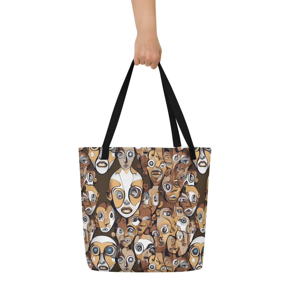 Many-eyed Masquerade on Large Tote Bag W/ Pocket — Front