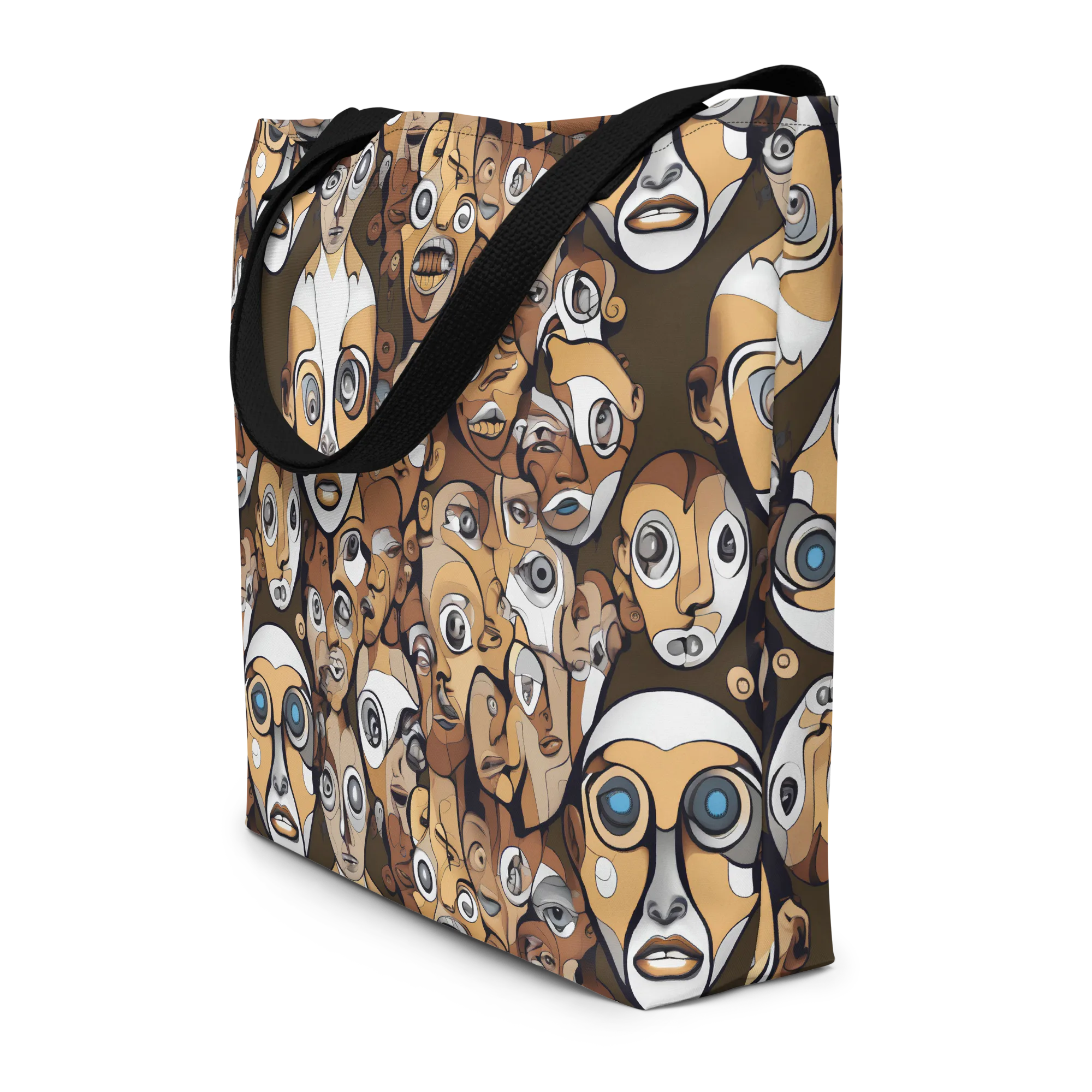 Many-eyed Masquerade on Large Tote Bag W/ Pocket — Front