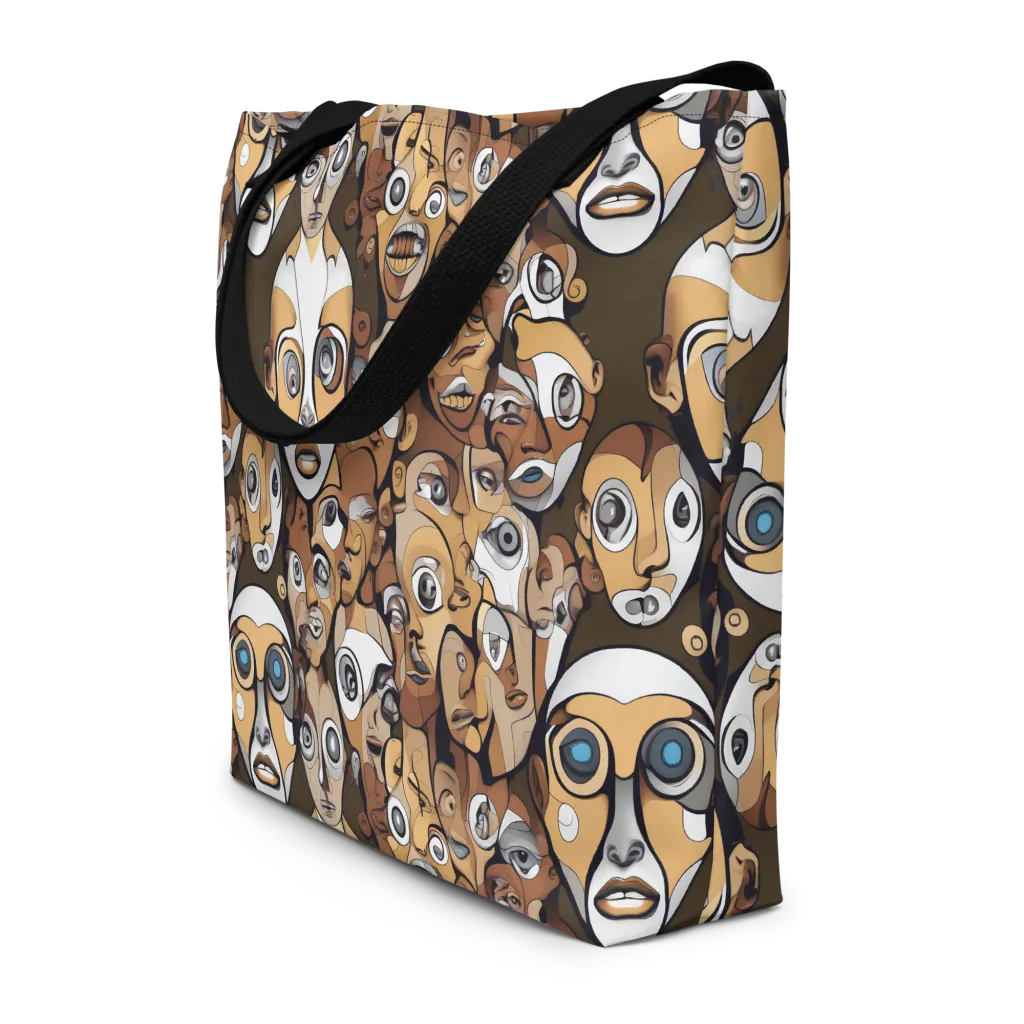 Many-eyed Masquerade on Large Tote Bag W/ Pocket — Front