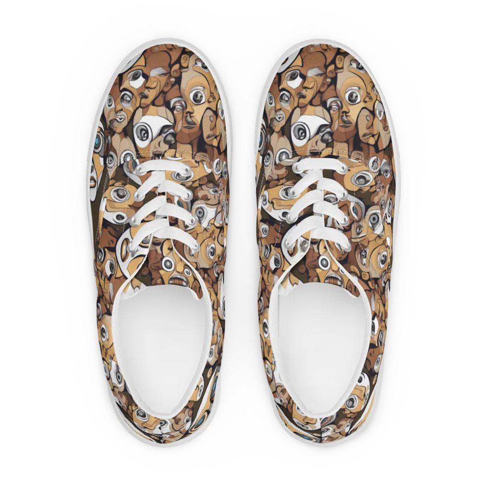 Many-eyed Masquerade on Men's Lace-Up Canvas Shoes — Front