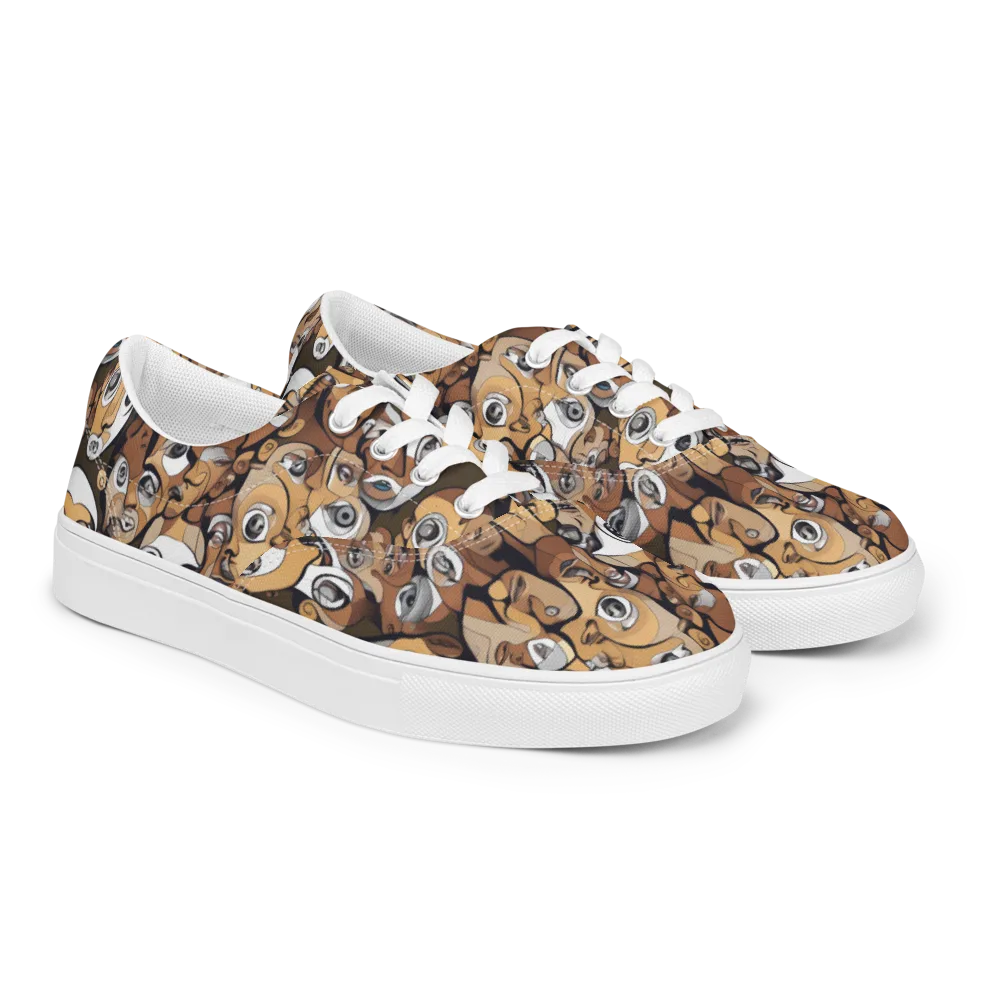 Many-eyed Masquerade on Men's Lace-Up Canvas Shoes — Right Front