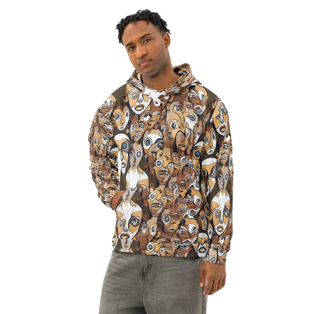 Many-eyed Masquerade on Cotton Hoodie — Left Front