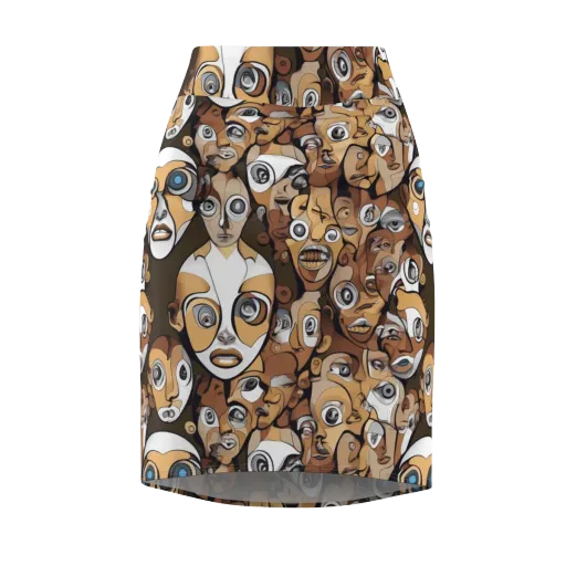 Many-eyed Masquerade on a Pencil Skirt