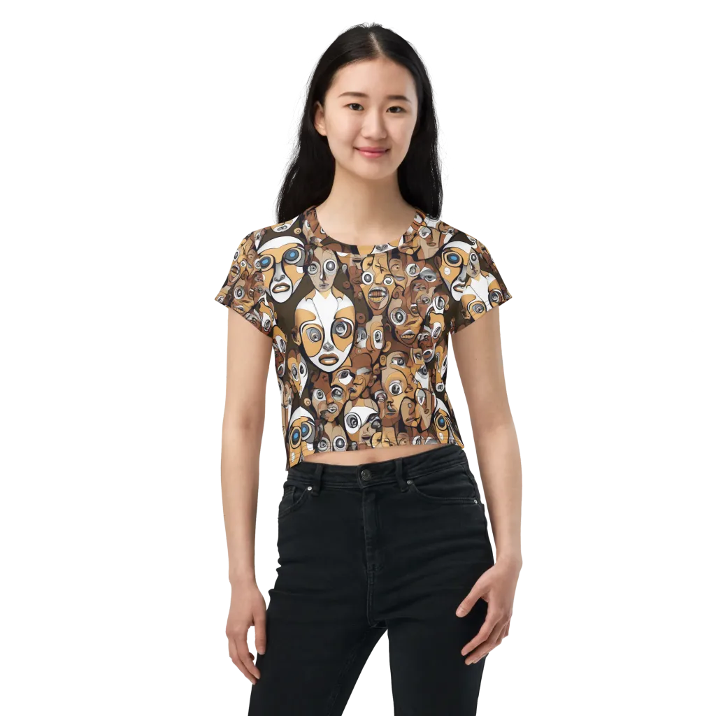 Many-eyed Masquerade on Crop Tee — Front