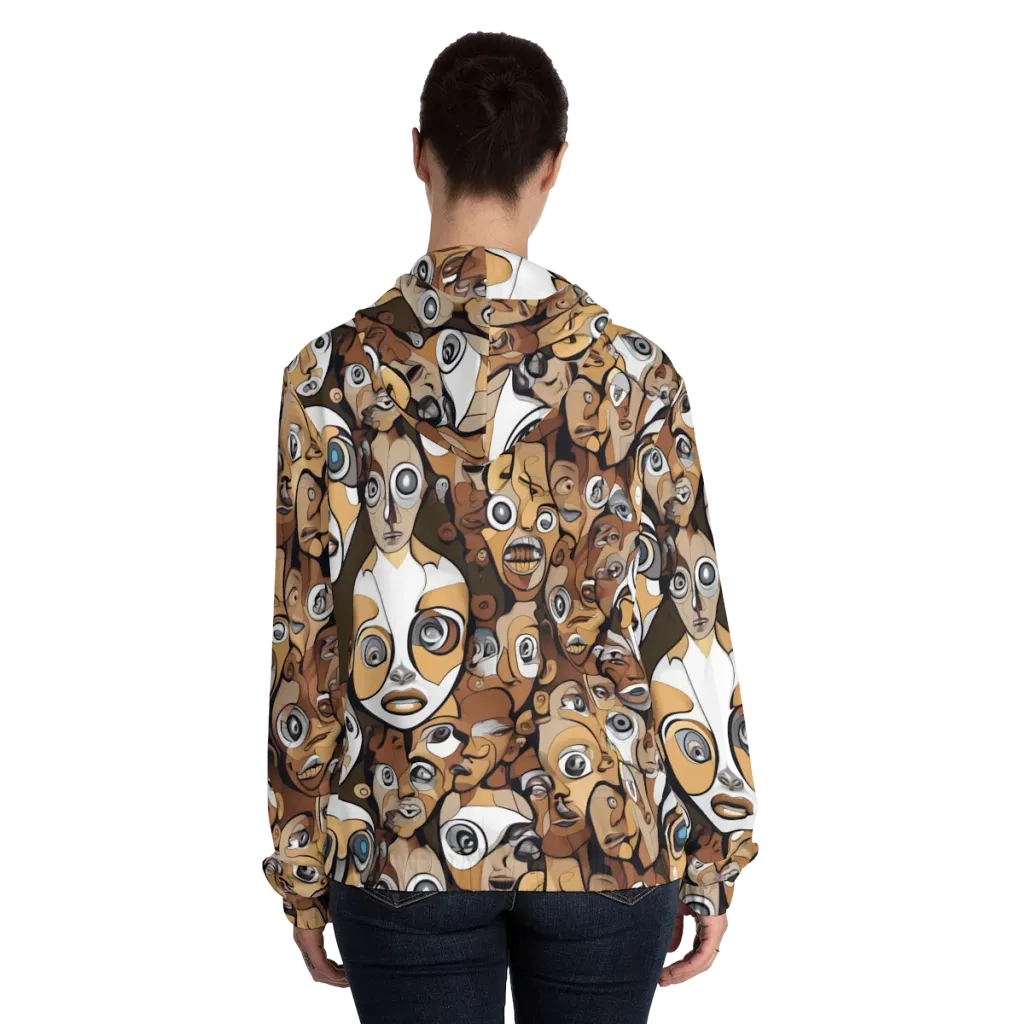 Many-eyed Masquerade on Women's Full-Zip Hoodie — Back On Person