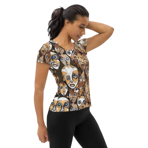 Many-eyed Masquerade on a Women's Athletic T-Shirt