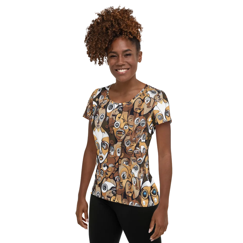 Many-eyed Masquerade on Women's Athletic T-Shirt — Left