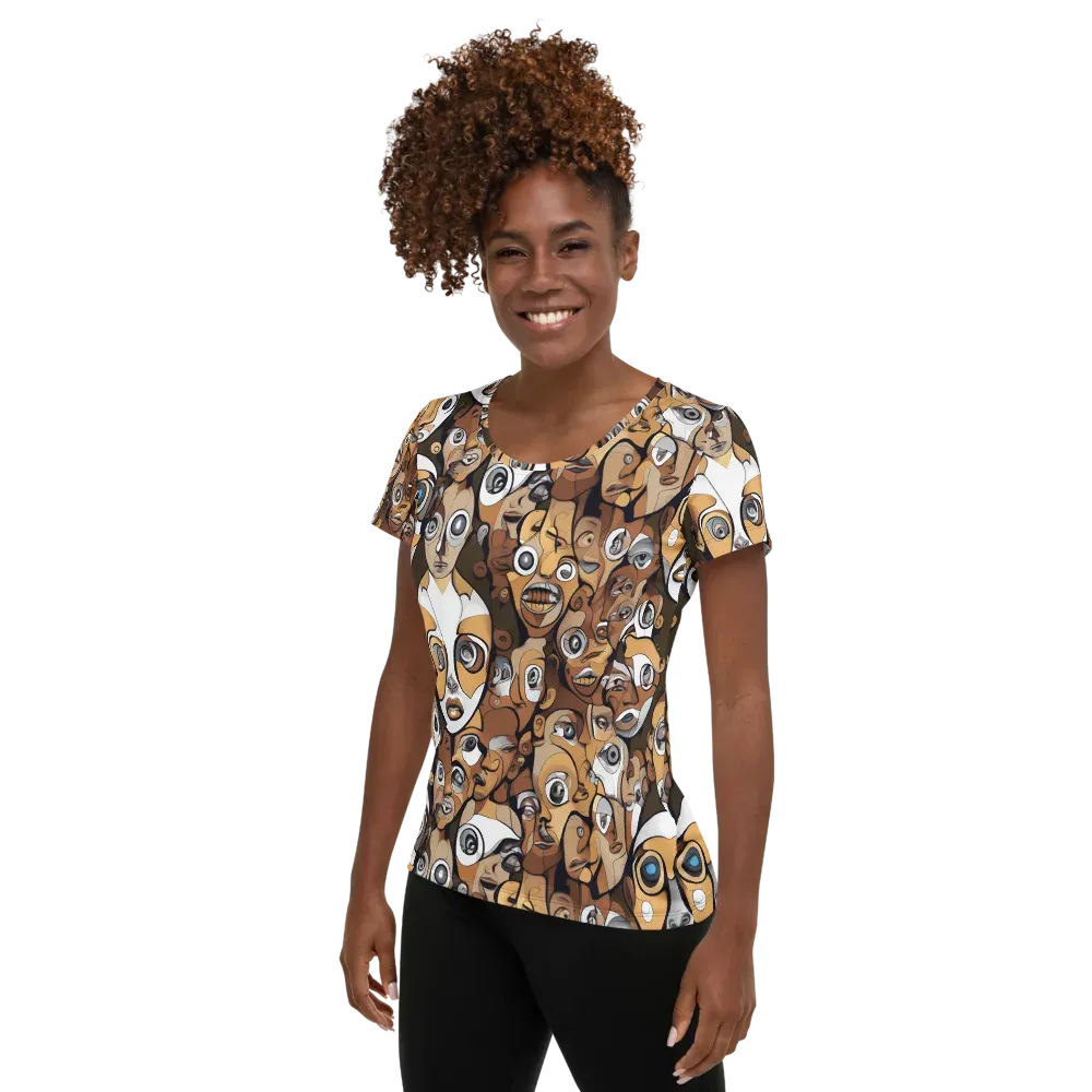 Many-eyed Masquerade on Women's Athletic T-Shirt — Left