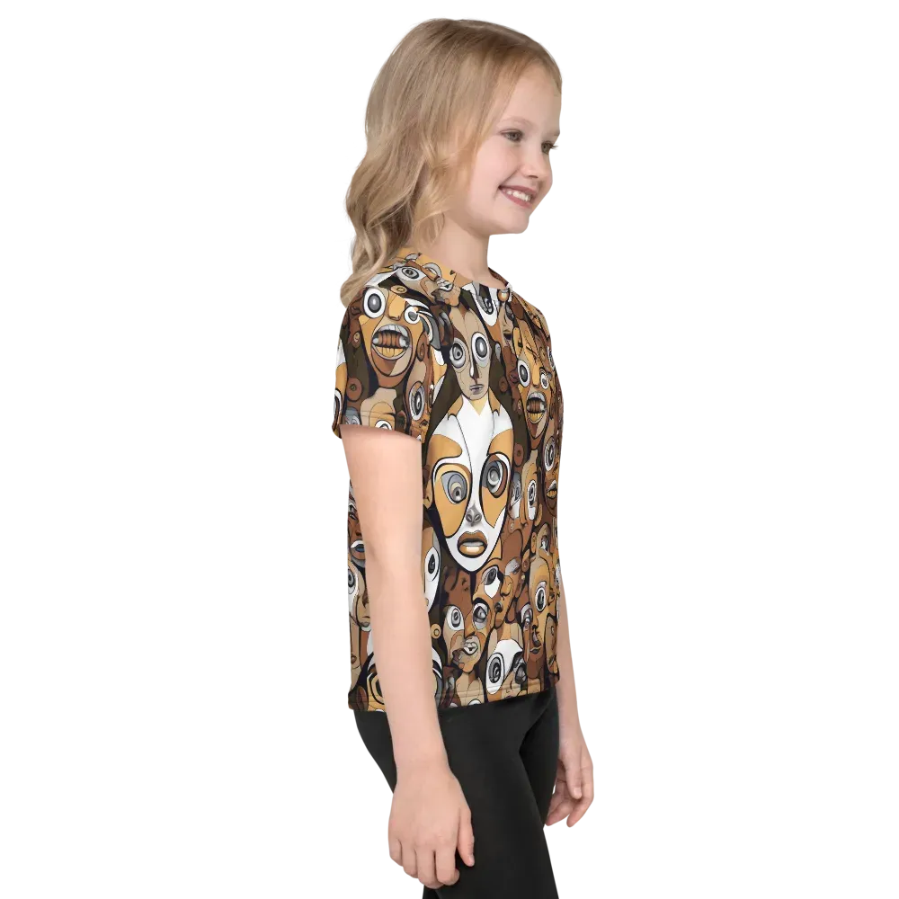 Many-eyed Masquerade on Kids Crew Neck T-Shirt — Right