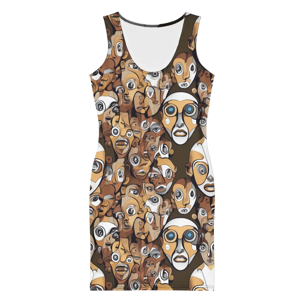 Many-eyed Masquerade on Bodycon Dress — Front