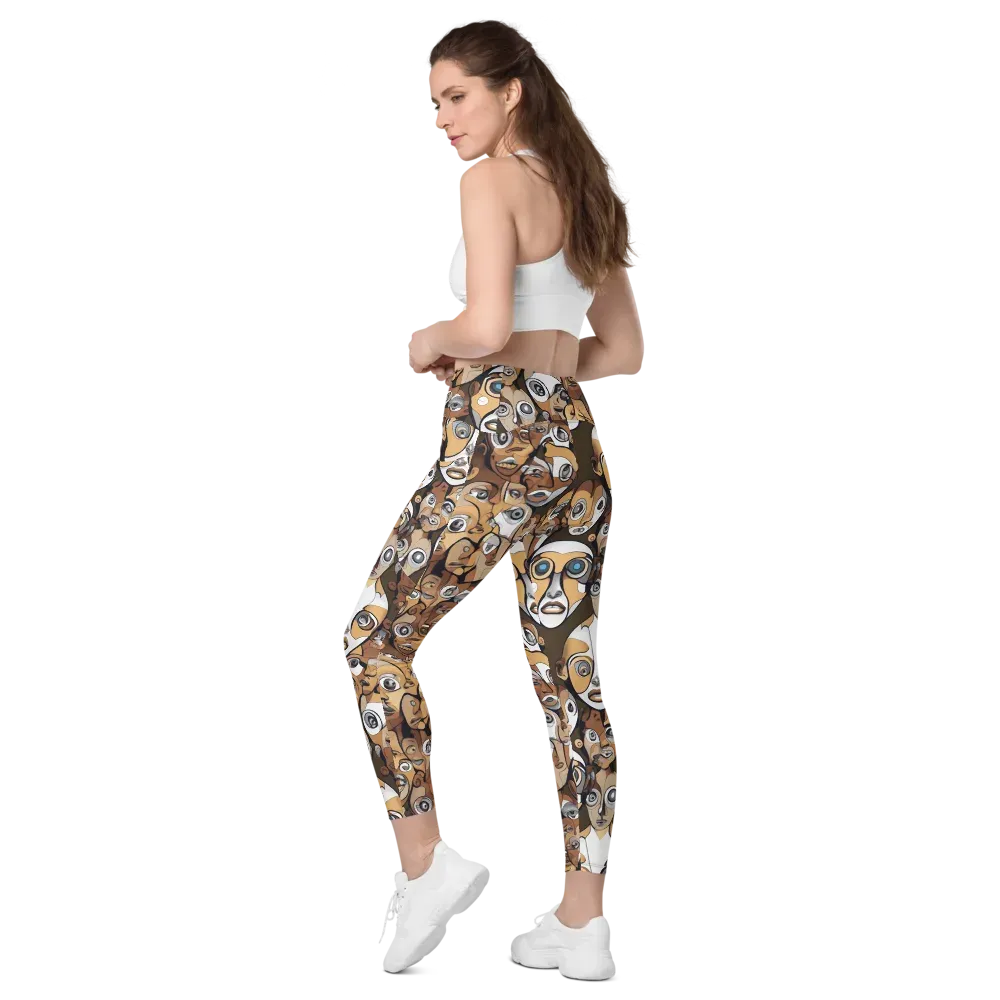 Many-eyed Masquerade on Leggings with Pockets — Left Back