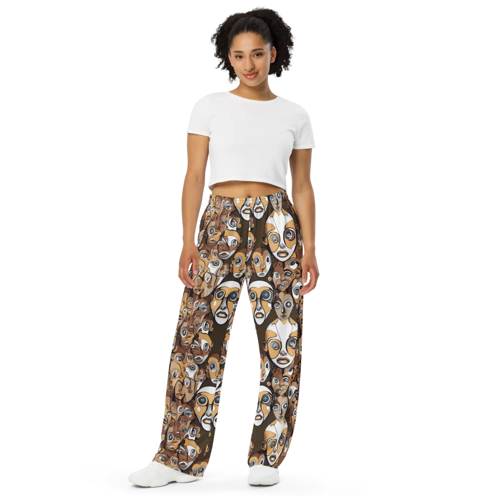Many-eyed Masquerade on Wide-Leg Pants — Front