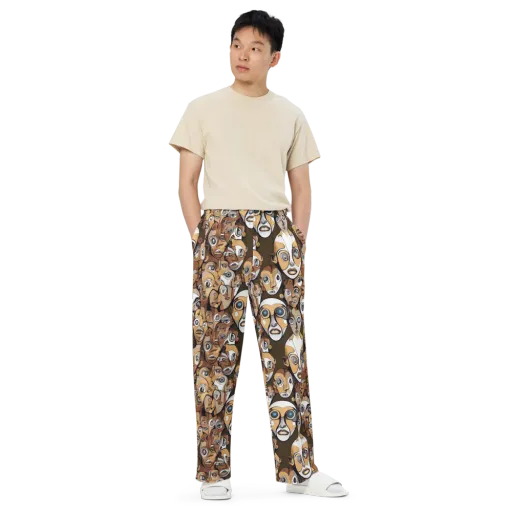 Many-eyed Masquerade on a Wide-Leg Pants