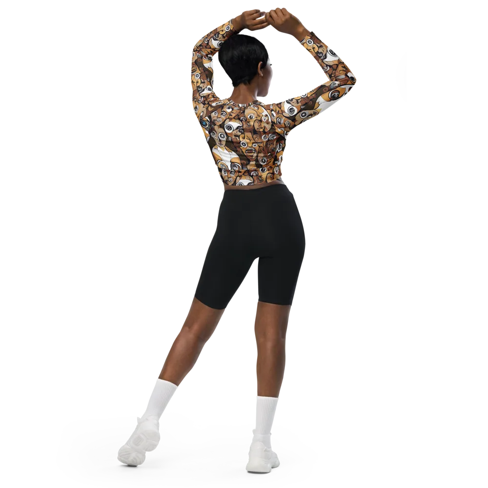 Many-eyed Masquerade on Long Sleeve Crop Top — Back