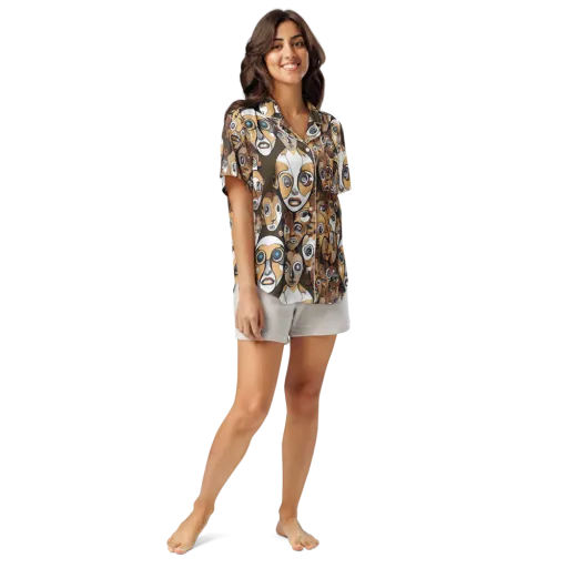 Many-eyed Masquerade on a Women's Short Sleeve Pajama Top