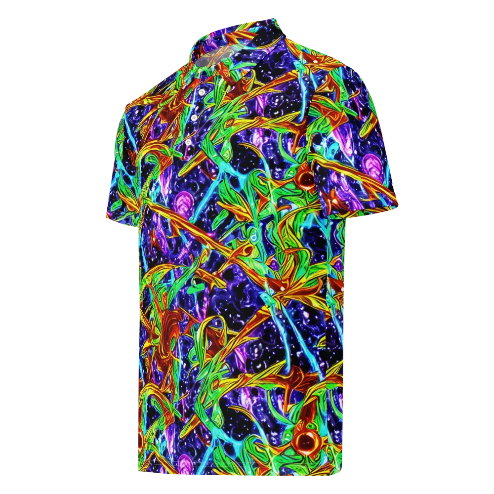 Neon Jungle Orbit on Men's Slim Fit Polo Shirt — Left Front