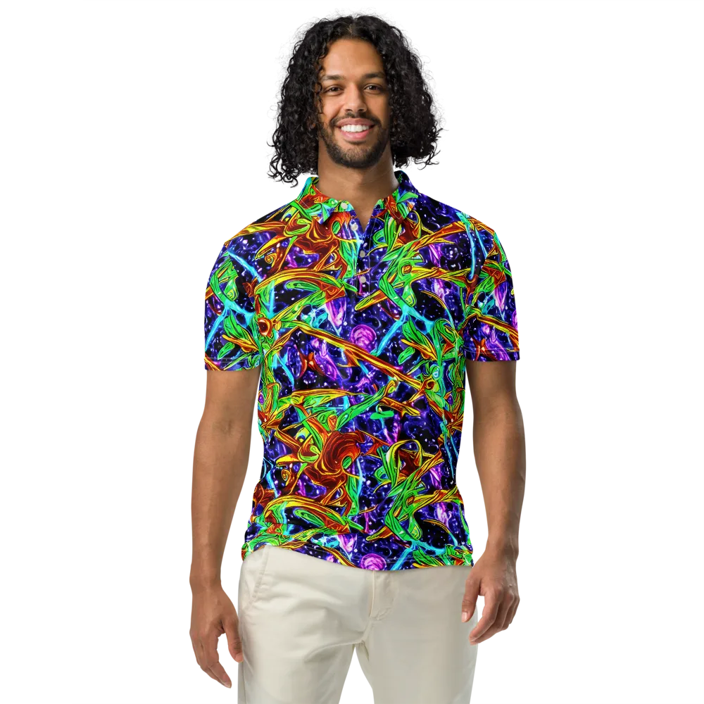 Neon Jungle Orbit on Men's Slim Fit Polo Shirt — Front