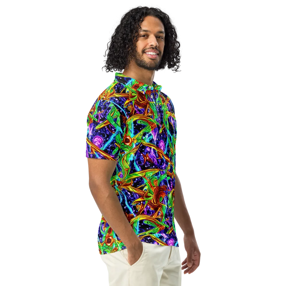 Neon Jungle Orbit on Men's Slim Fit Polo Shirt — Right Front